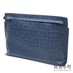 Loewe Pouch Piedra Marino Repeat Clutch Bag Calfskin Icon Blue Leather